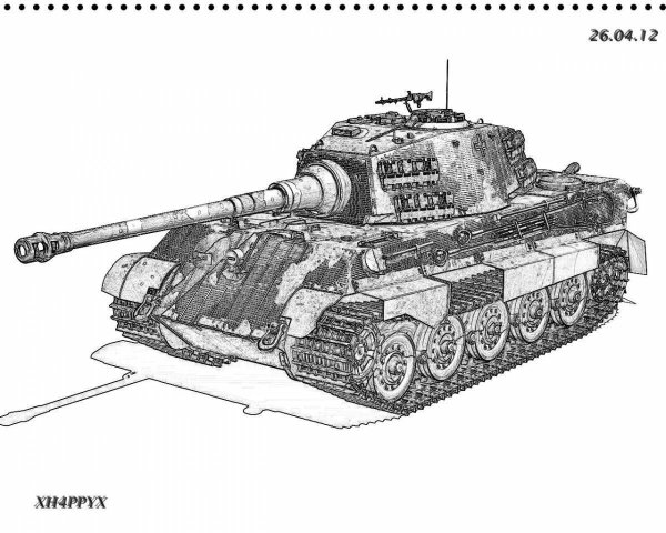 Раскраска танк Королевский тигр