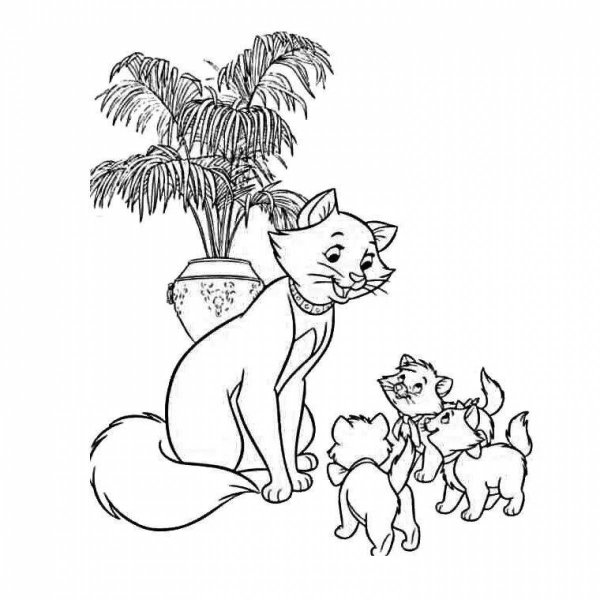 Кошки. Раскраска