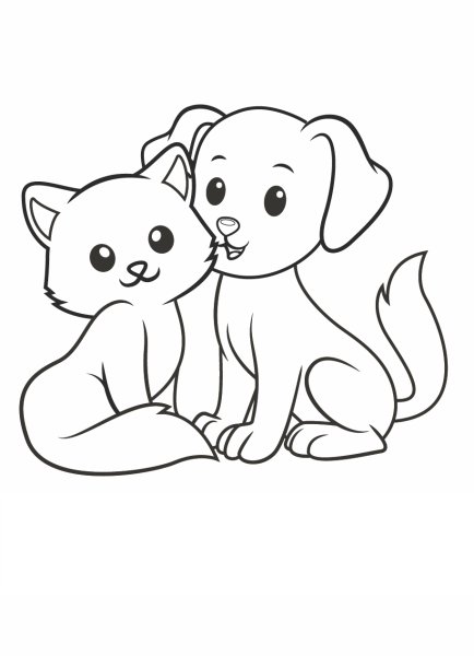 Раскраска с надписью Dog Cat