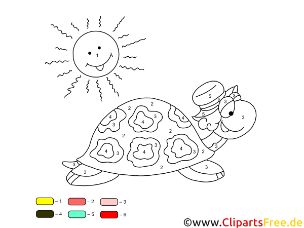 Раскраска картина по номерам для детей черепаха распечатать