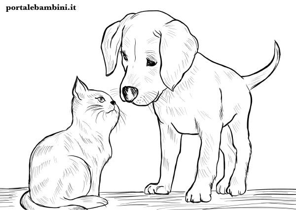 Кошкин щенок рисунок раскраска