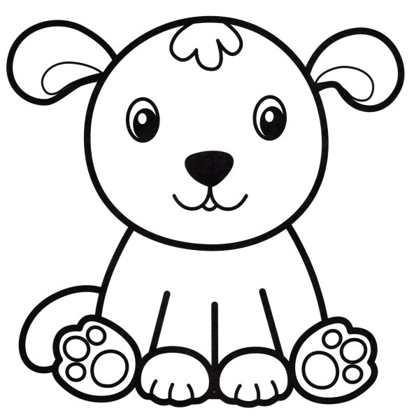 Раскраска собачка для детей 2-3 лет