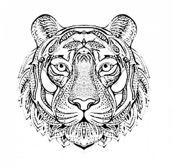 Тигр Мандала раскраска