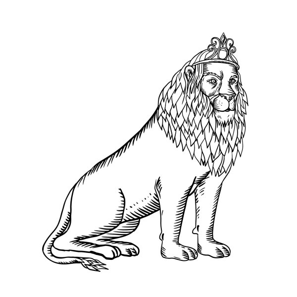 Лев с короной раскраска