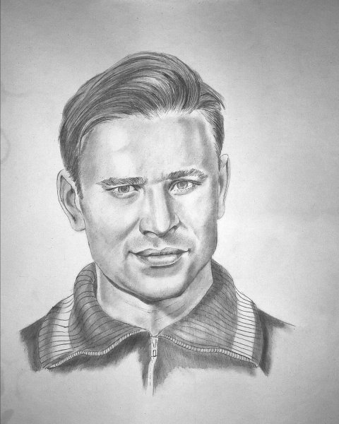 Лев Яшин портрет карандашом
