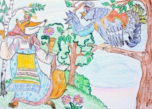 Рисунок к сказке лиса и тетерев