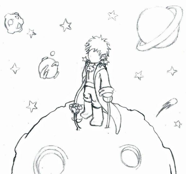 Иллюстрация к сказке маленький принц карандашом