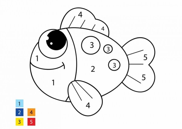 Раскраска по цифрам рыбка