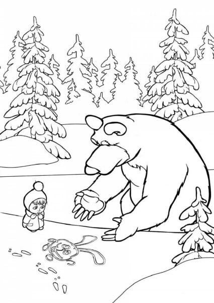 Маша и медведь рисунки для раскрашивания