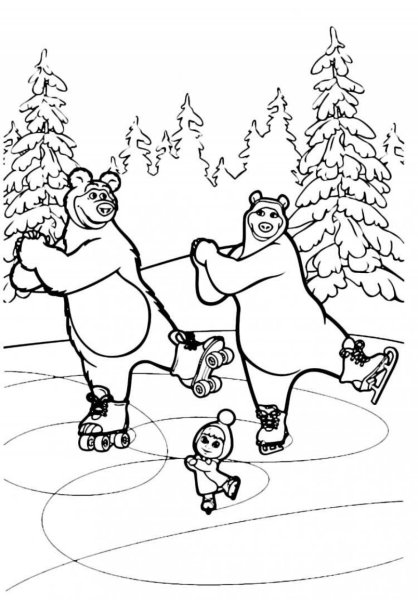 Раскраски герои мультфильмов Маша и медведь