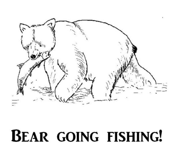 Раскраска медведь с рыбой