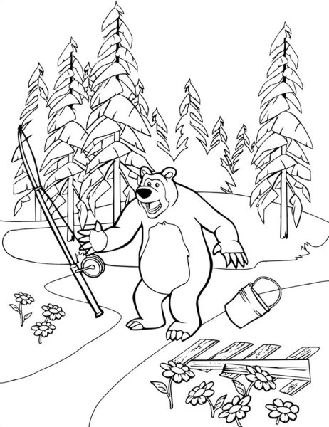 Раскраски для мальчиков Маша и медведь