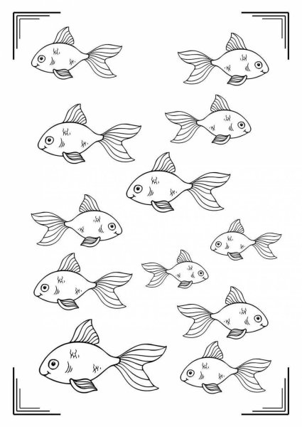 Маленькие рыбки раскраска