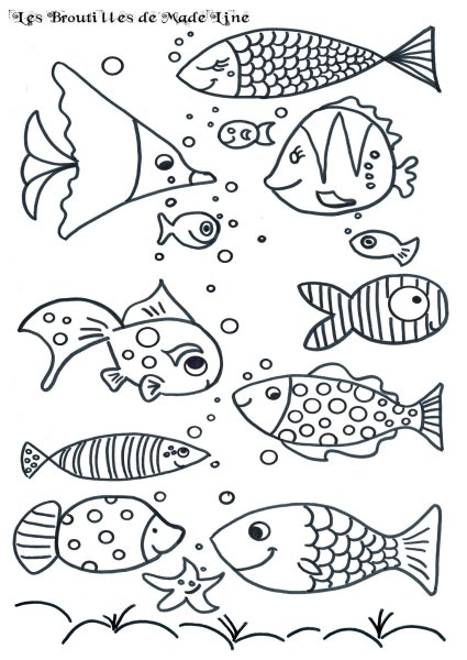 Рыбки раскраска для детей маленькие