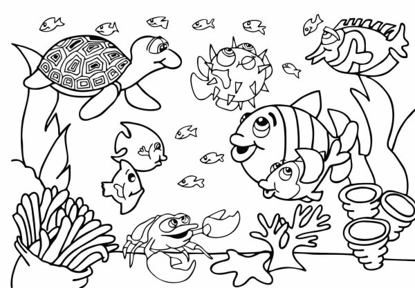 Морские рыбки раскраска