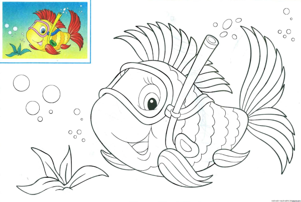 Раскраски для девочек рыбки