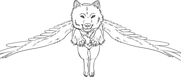 Раскраски Волков с крыльями