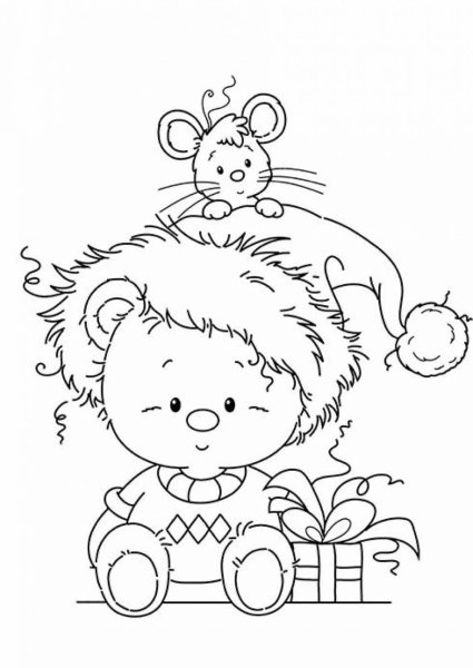 Новогодняя раскраска (мишка)