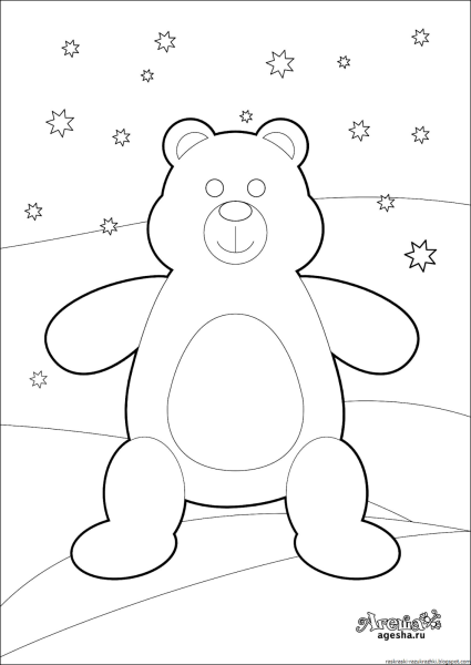 Раскраска Медвежонок для детей 3-4 лет