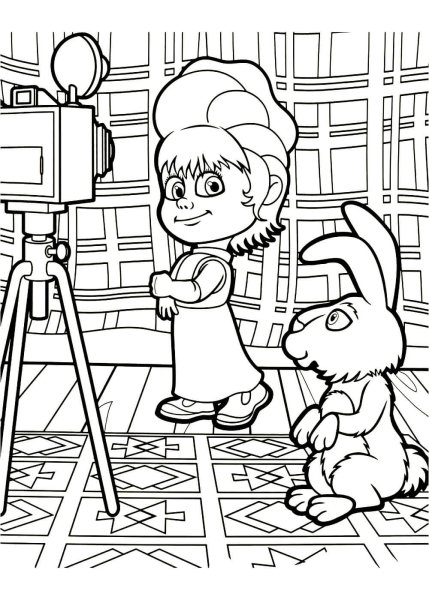 Раскраска Маши из мультфильма Маша и медведь