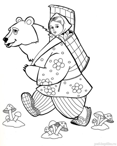 Раскраска мишка в платье