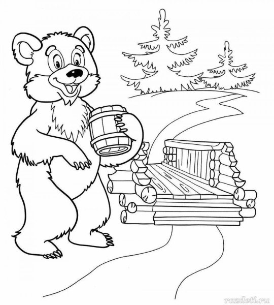 Раскраска медведь для детей 6-7 лет