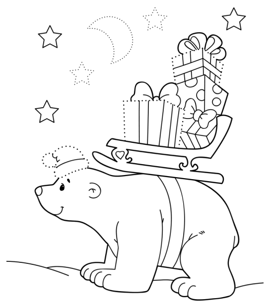 Новогодняя раскраска (мишка)
