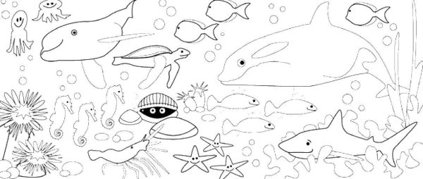 Раскраски подводный мир морей и океанов