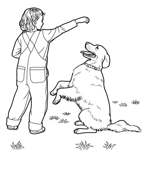 Человек с собакой рисунок
