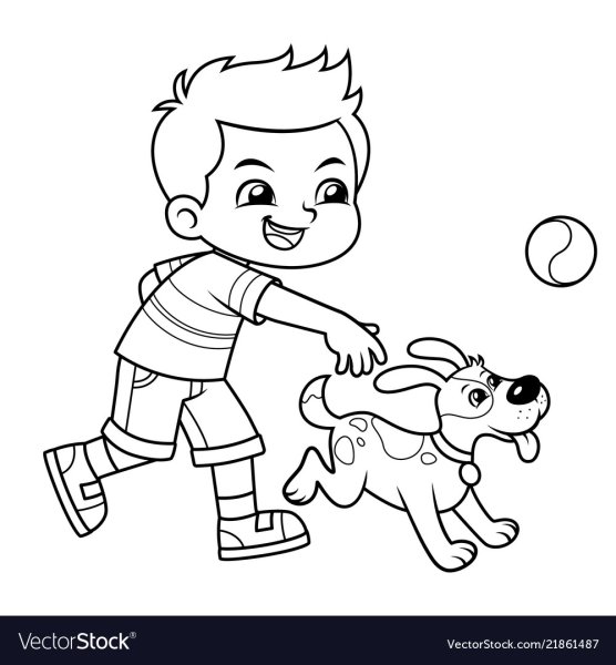 Мальчик с собакой рисунок карандашом