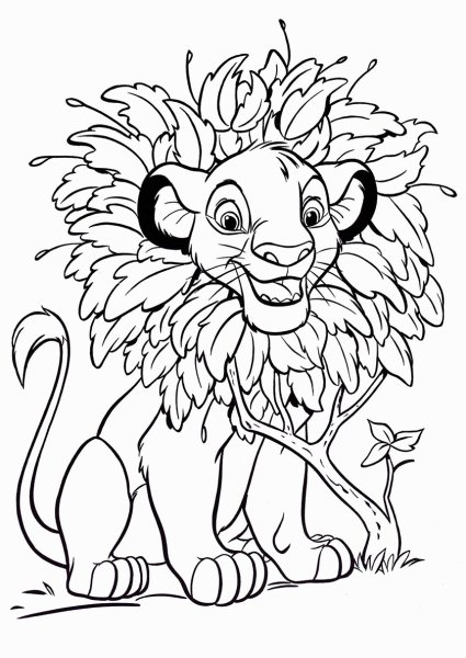 Раскраски львы и львята Король Лев