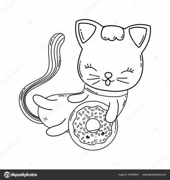 Котенок пончик раскраска