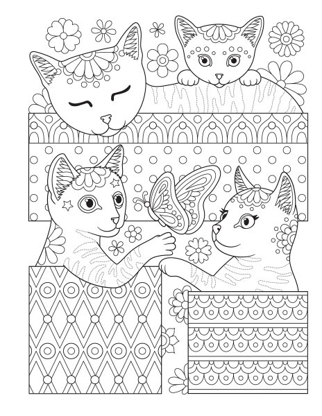 Раскраски антистресс кошки