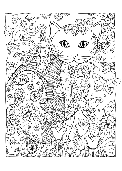 Раскраска антистресс котики