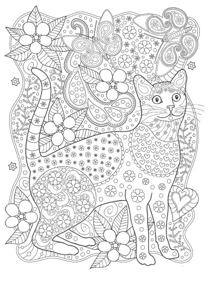 Кошки маленькие раскраска антистресс