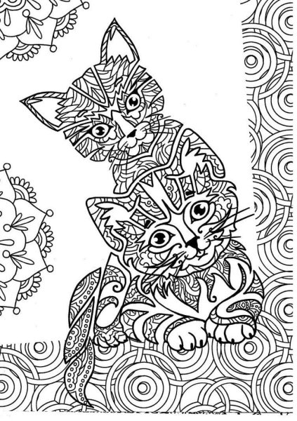 Кошка с цветочками раскраска