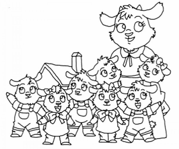 Коза и семеро козлят сказка раскраска для детей