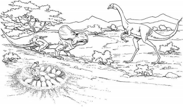 Раскраски бой динозавров (47 фото)