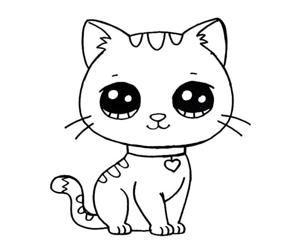Раскраска милый котик