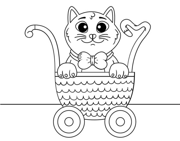 Раскраска котята в корзинке
