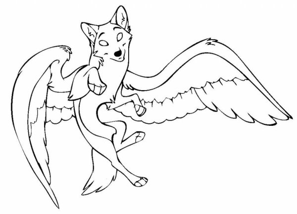 Кошка с крыльями раскраска