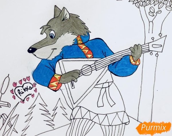Нарисовать рисунок Петя и волк