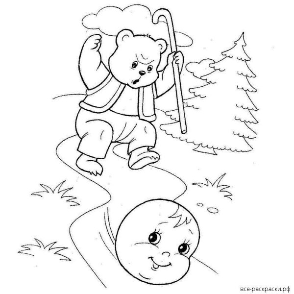 Волк из колобка раскраска