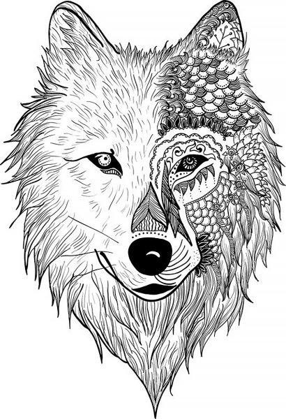 Раскраски волк сложная (47 фото)