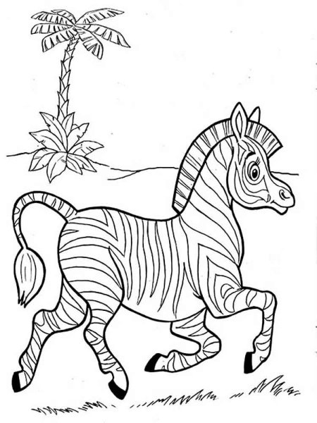 Зебра раскраска