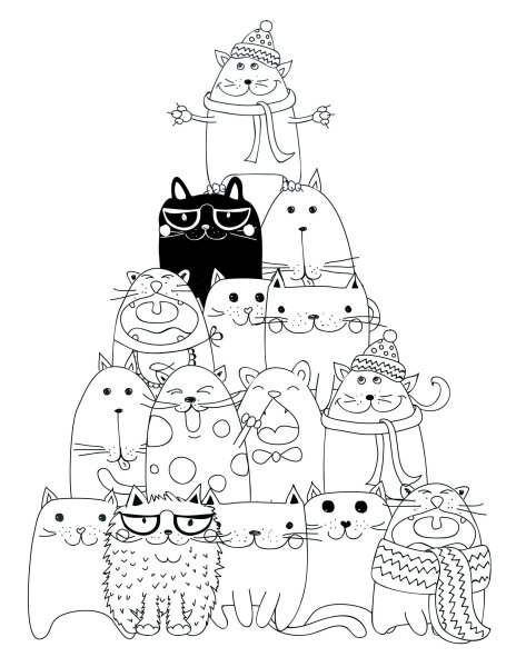 Кот раскраска для детей