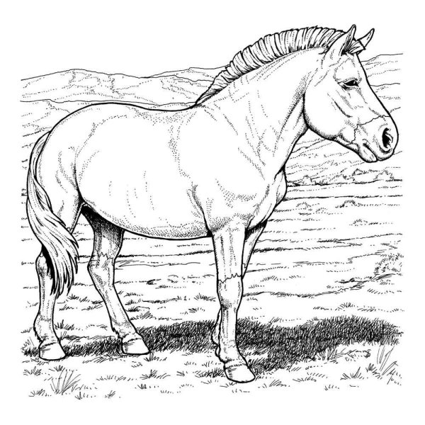 Раскраски лошадь на лугу (44 фото)