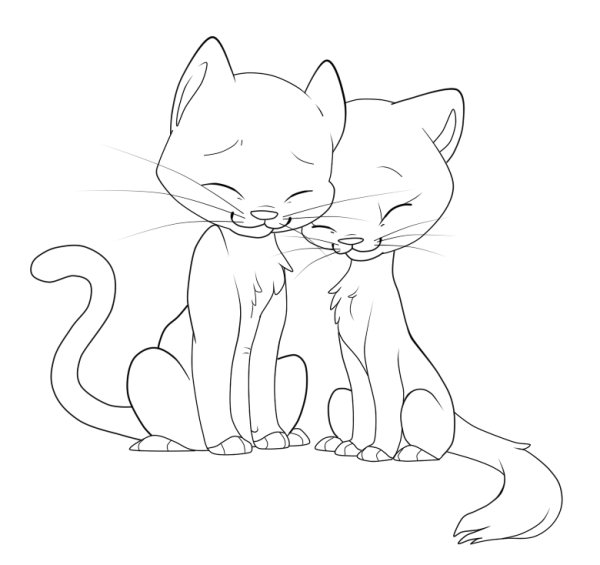 Раскраски два котика обнимаются (40 фото)