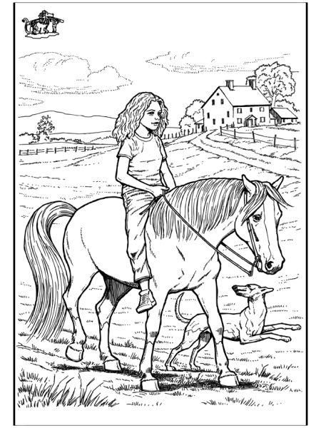 Раскраски девушка на лошади (46 фото)