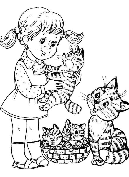 Раскраска девушка кошка